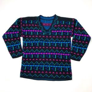 Vtg 80s 90s Retro Western Abstract Knit Sweater